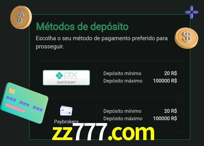 O cassino zz777.com oferece uma grande variedade de métodos de pagamento